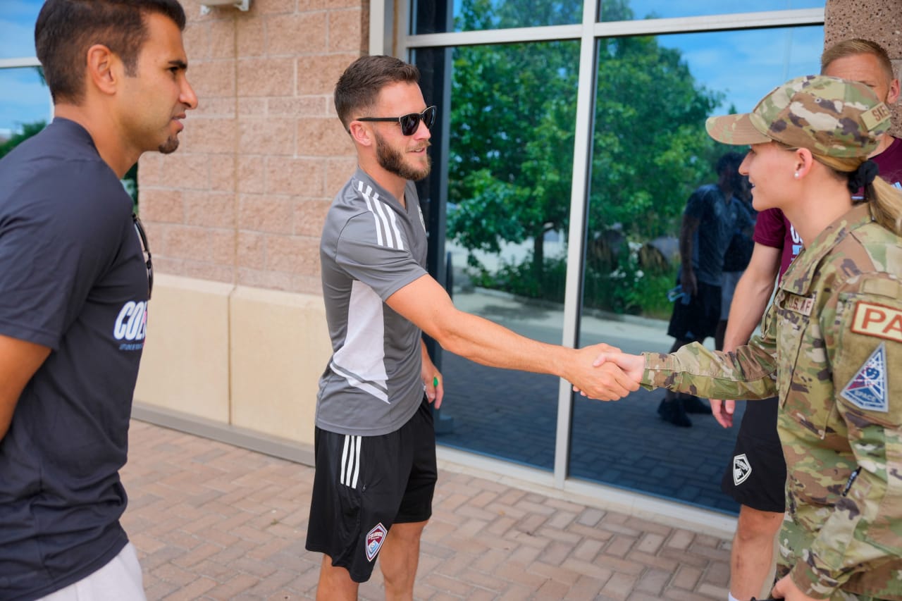 Rapids players visit Colorado's Buckley Space Force Base.