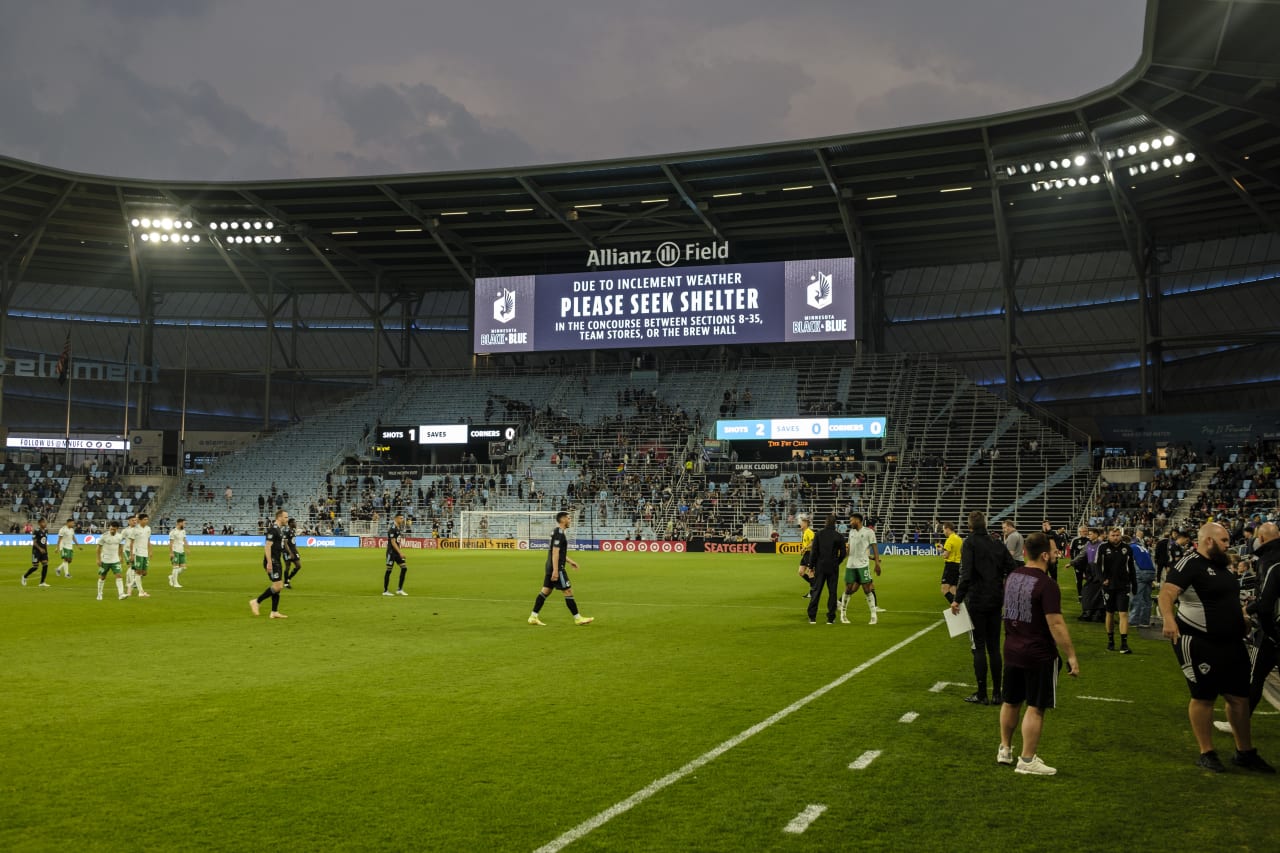 The Colorado Rapids and Minnesota United FC each scored a goal apiece in their Open Cup matchup before the game was called due to inclement weather on Wednesday night.