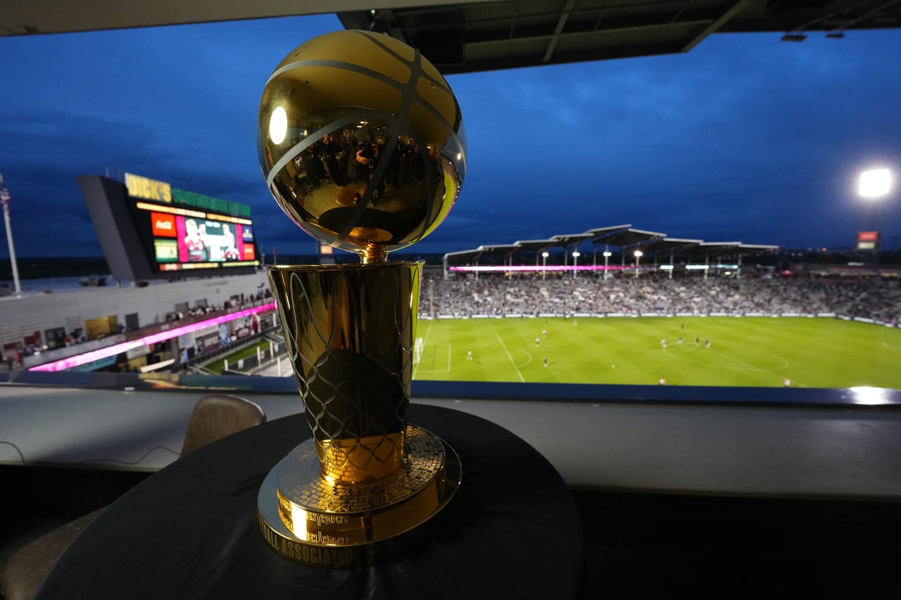 The Larry O'Brien Championship Trophy is featured at DICK'S Sporting Goods Park during the Denver Nuggets' run for the NBA title (Photo by Bart Young)