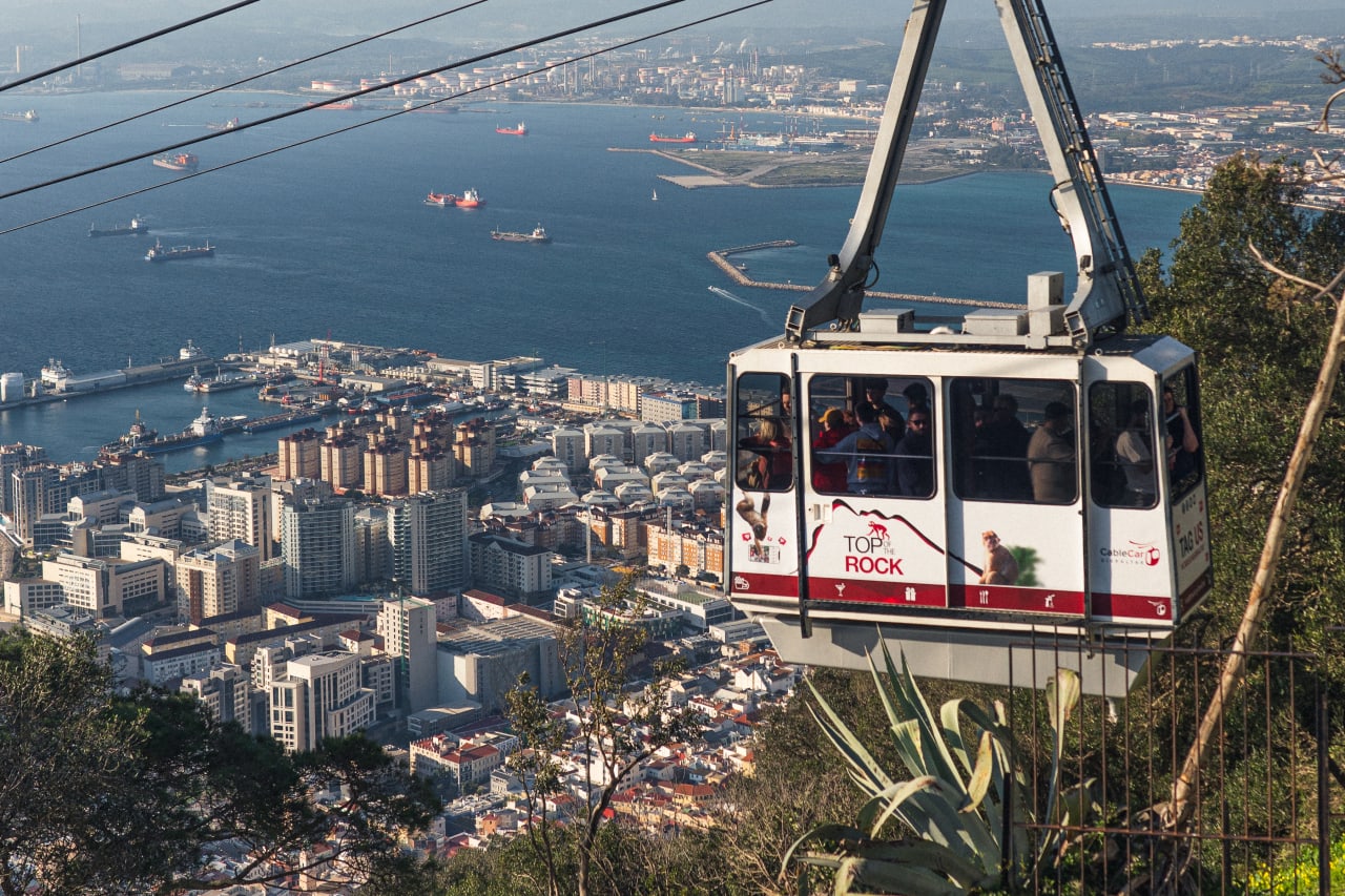 Cable cars are a quick way to access the top of The Rock