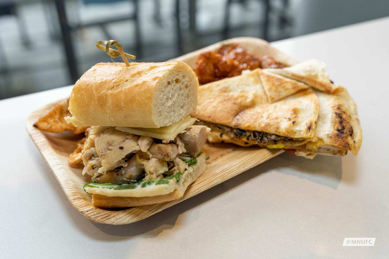 Loonatic Platter - Fajita Crunch-Wrap, Freehouse Roto Chicken Sandwich, and Bibigo Sweet & Spicy Crunchy Chicken