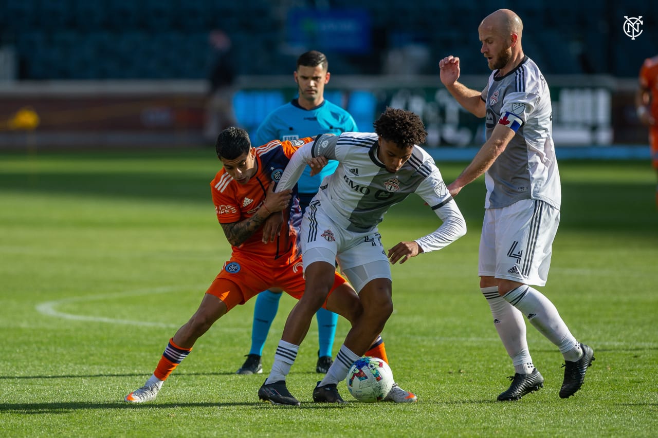 New York City Football Club produced a stirring comeback to defeat Toronto FC 5-4 in a wild nine-goal thriller at Citi Field. (Photo by Nathan Congleton/NYCFC)