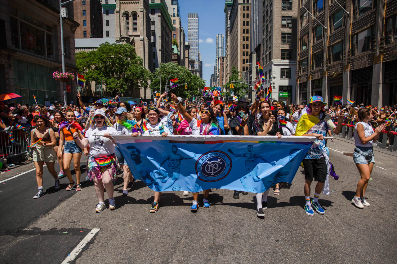 NYCFC Front Office & Supporters participate in Sunday’s NYC Pride March (Photo by Kwame King/NYCFC)