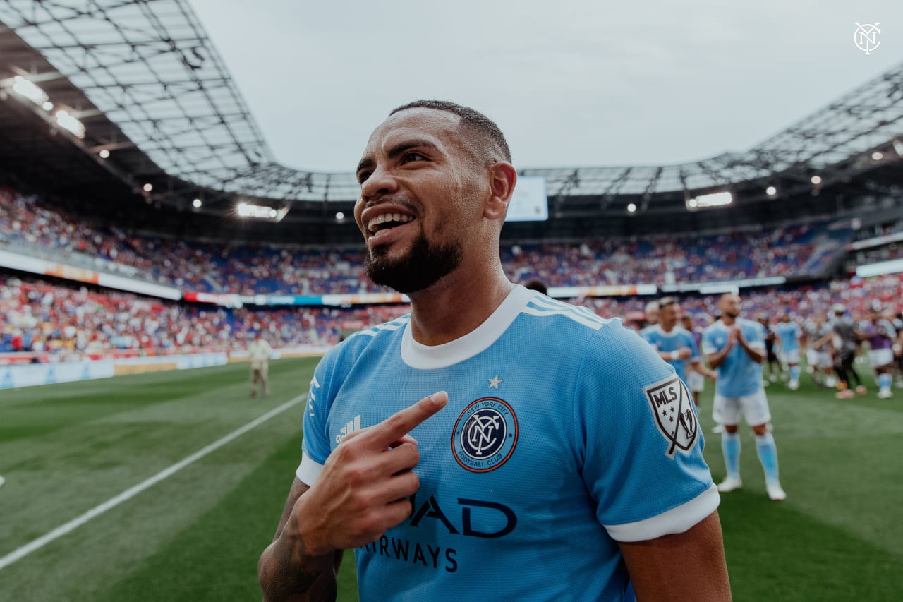 New York City Football Club earned all three points in Sunday’s Hudson River Derby with Taty Castellanos breaking the deadlock in the 69th minute. (Photo by Katie Cahalin/NYCFC)