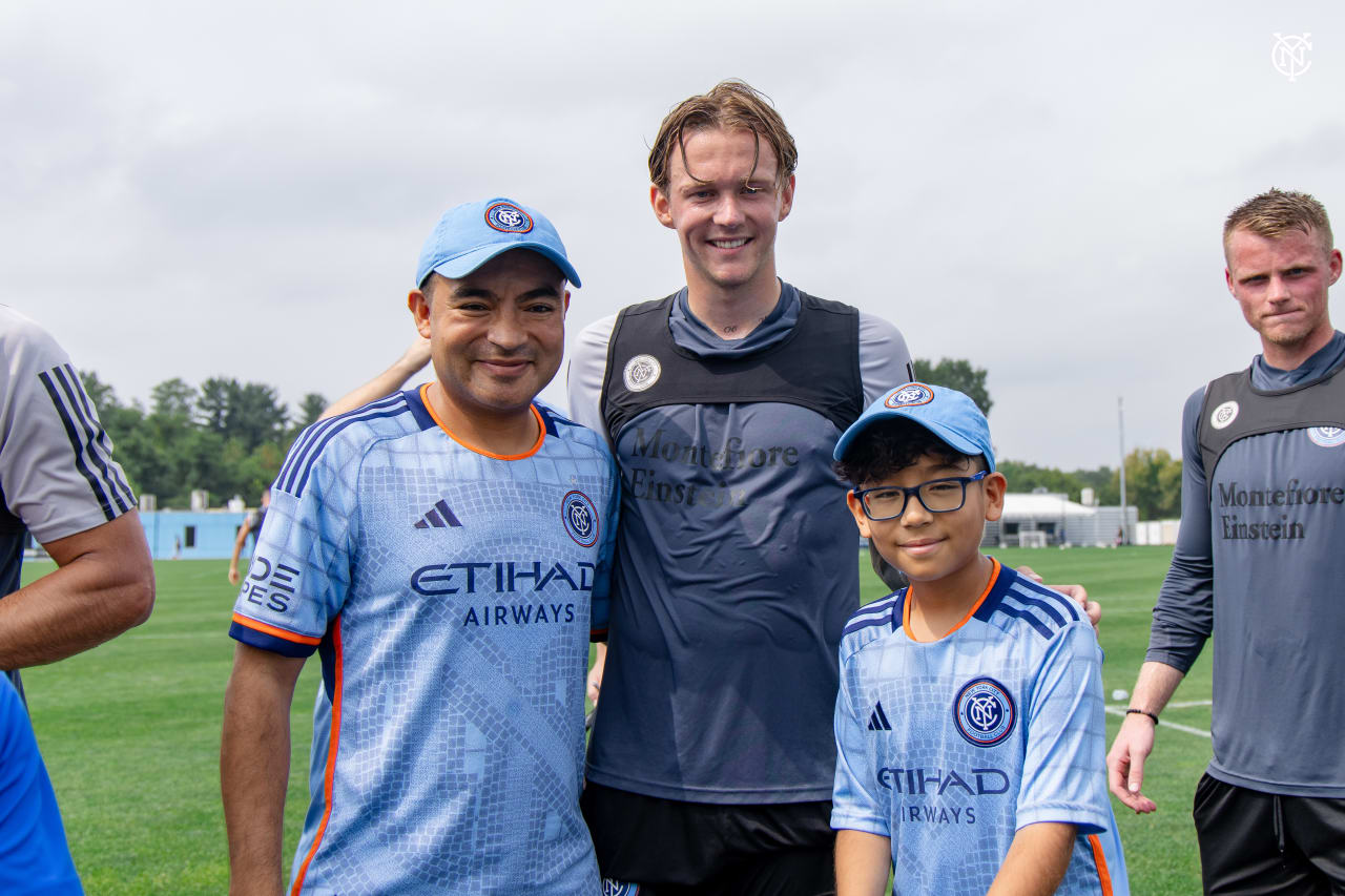 New York City Football Club trains in front of fans ahead of their home match in the Hudson River Derby.