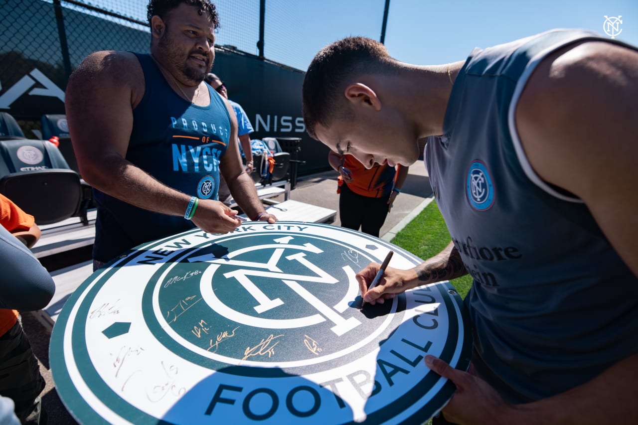 New York City Football Club trains ahead of their Hudson River Derby match in front of fans at City Football Academy