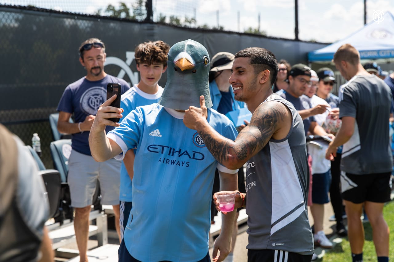 The Third Rail watches the Boys in Blue train at the Etihad City Football Academy. (Photo by Katie Cahalin/NYCFC)