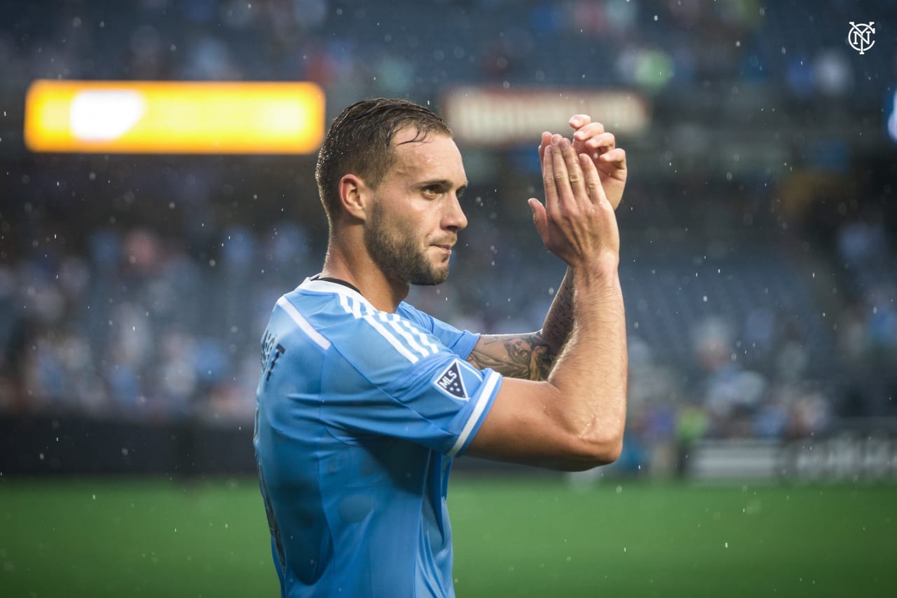 Today New York City Football Club announced that Defender Maxime Chanot has departed the Club. Chanot arrived to New York in 2016 and quickly became a staple at the heart of the NYCFC defense. Departing as the Club’s longest-serving player at over seven years, the center back played 199 games, scoring 10 goals and providing one assist across all competitions for the ‘Boys in Blue’ collecting an MLS Cup and Campeones Cup during his time with the Club.
