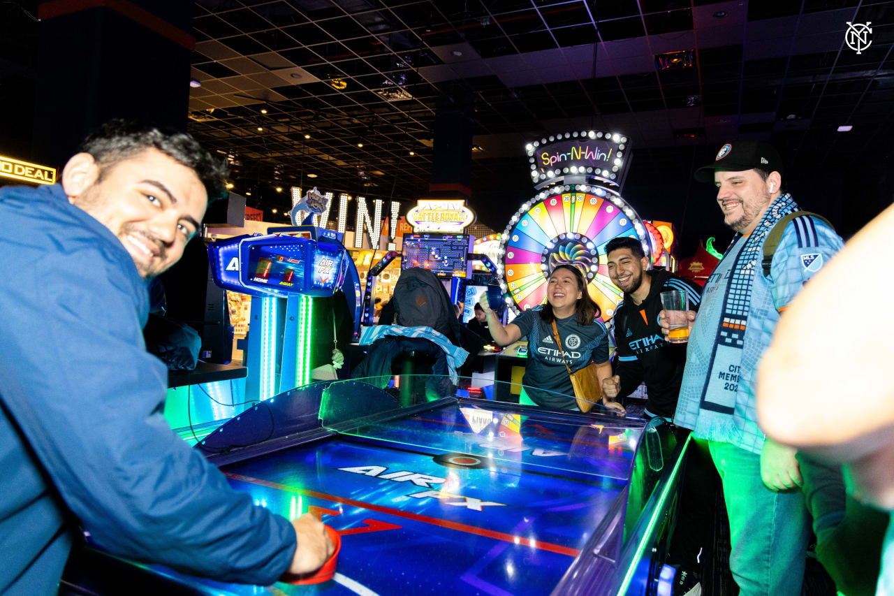 City Members celebrate the start of 2023 MLS season at Dave & Buster’s in Manhattan.