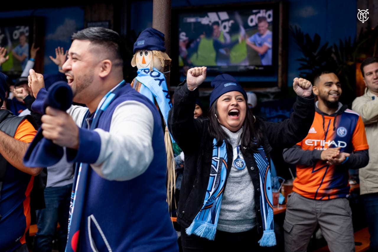 NYCFC supporters watched their Boys In Blue defeat CF Montréal 3-0 at Cobblestones Pub & Biergarten in Queens
