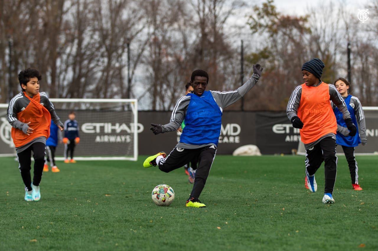 NYCFC’s U12 & U13 Academy teams hold a training session at Etihad CFA NY.