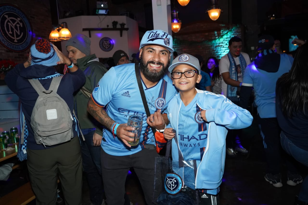 NYCFC supporters gather at Berry Park in New York to watch NYCFC play Philadelphia