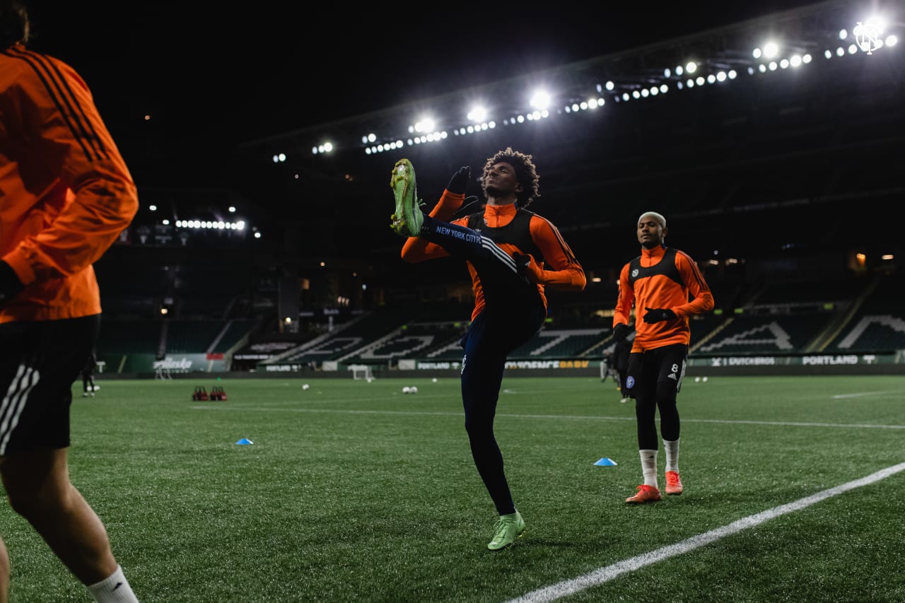 Upon arrival in Portland, New York City FC held a training session at Providence Park. (Photo by Katie Cahalin)