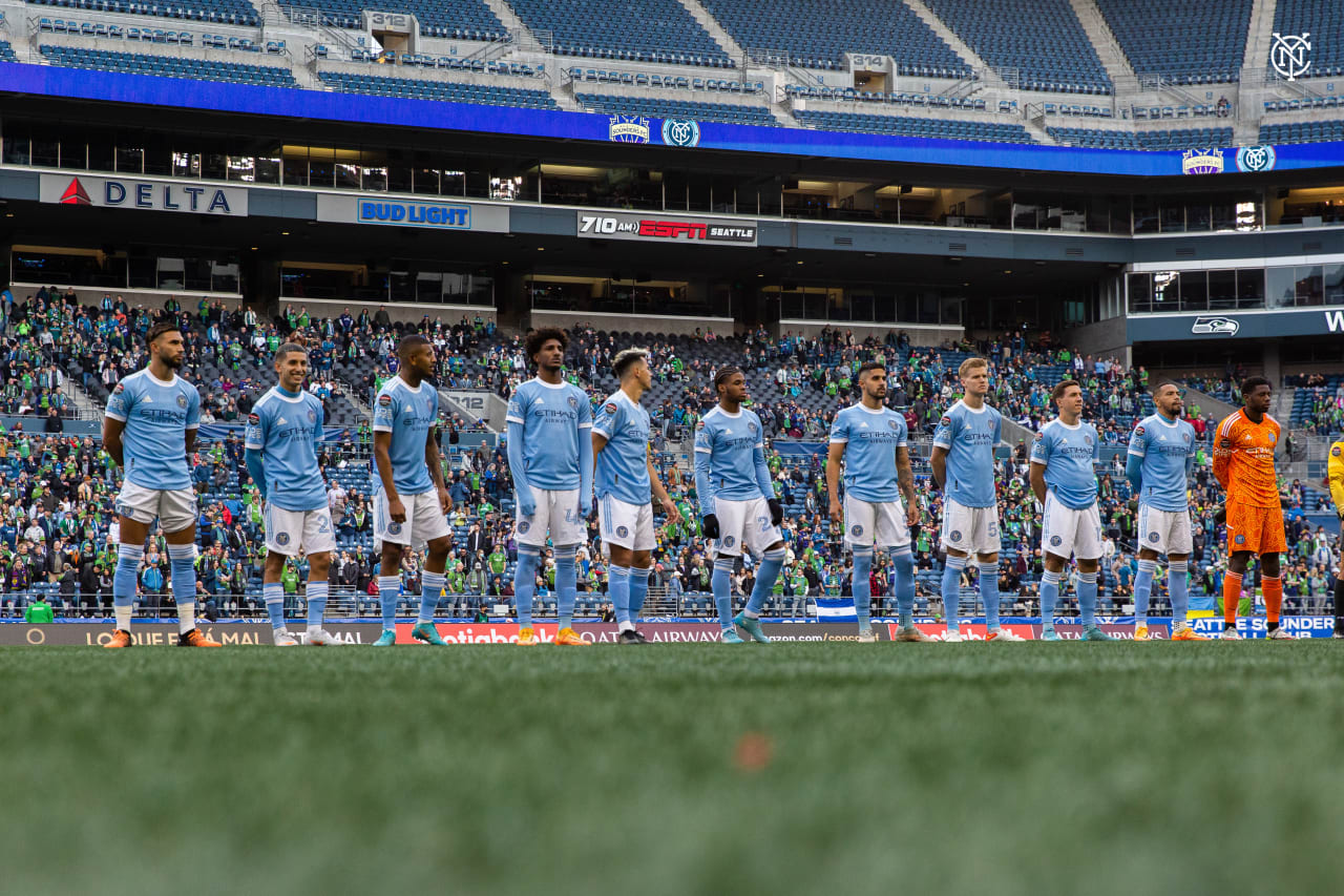 New York City Football Club kicked off the first of two legs in their Concacaf Champions League semifinal meeting with Seattle Sounders.