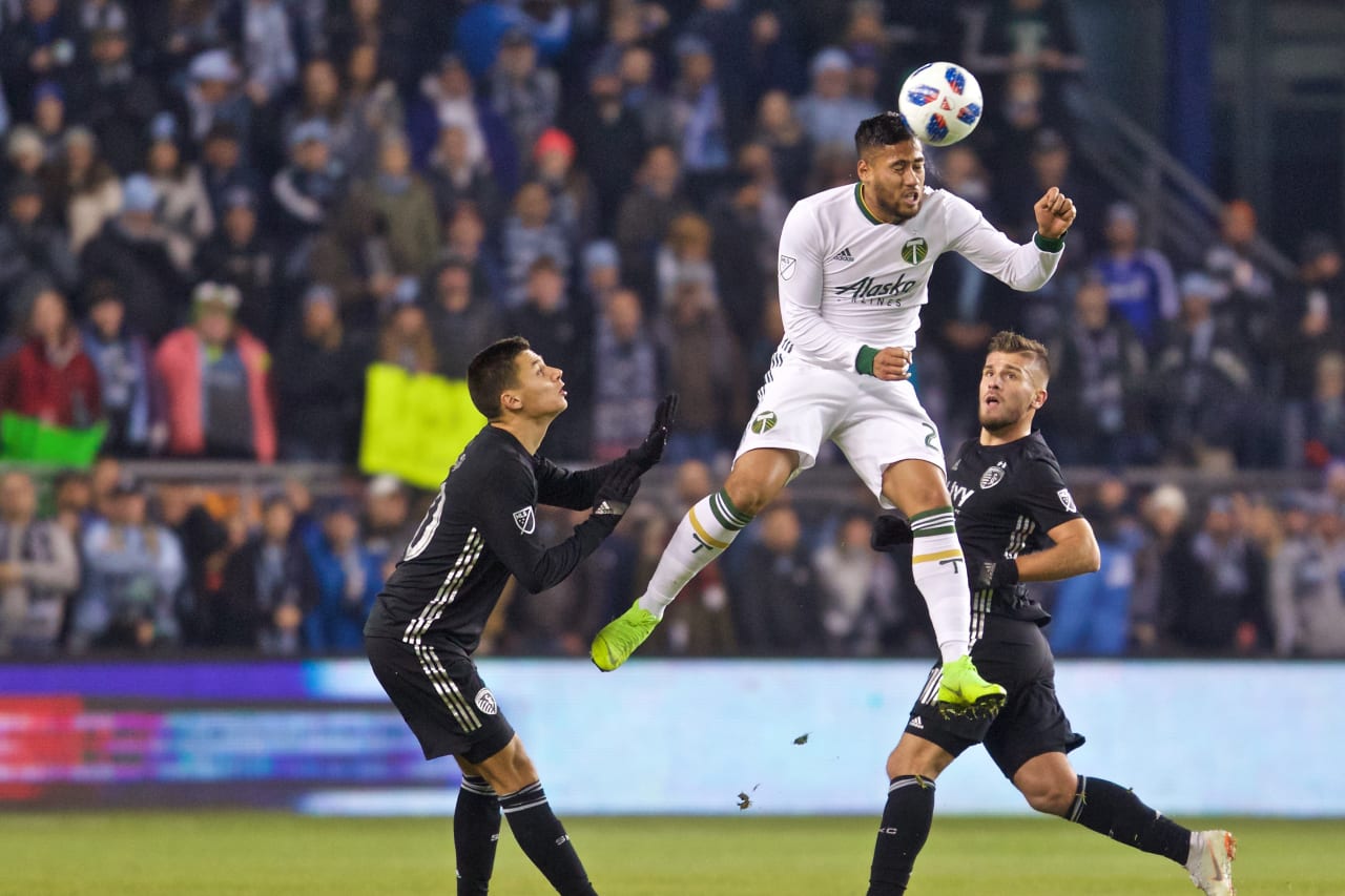 November 29, 2018: Bill Tuiloma in the Western Conference final at Sporting Kansas City
