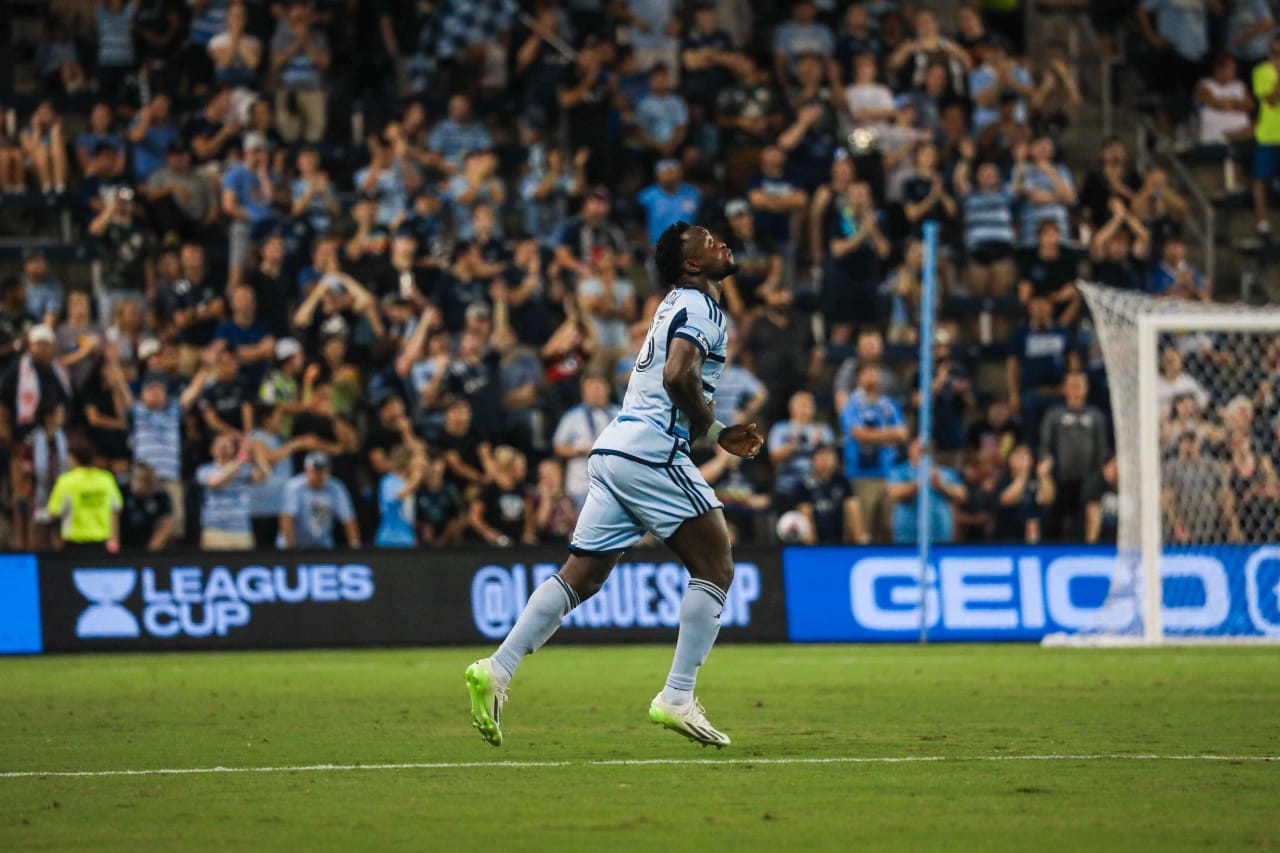 Willy Agada scores a goal in the 88 minute of the SKC vs Toluca match on Aug. 4.