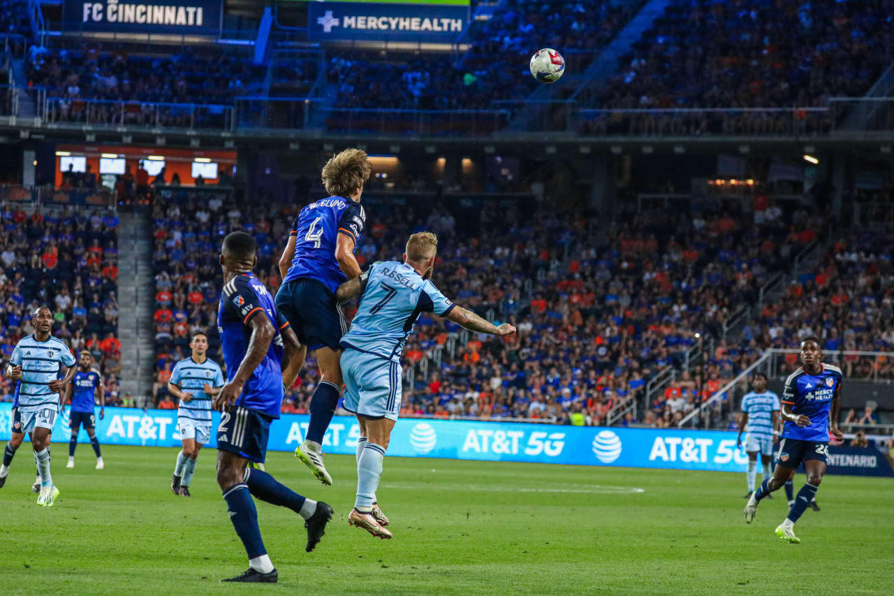 Johnny Russell jumps to get the header during the Jul. 23 match.