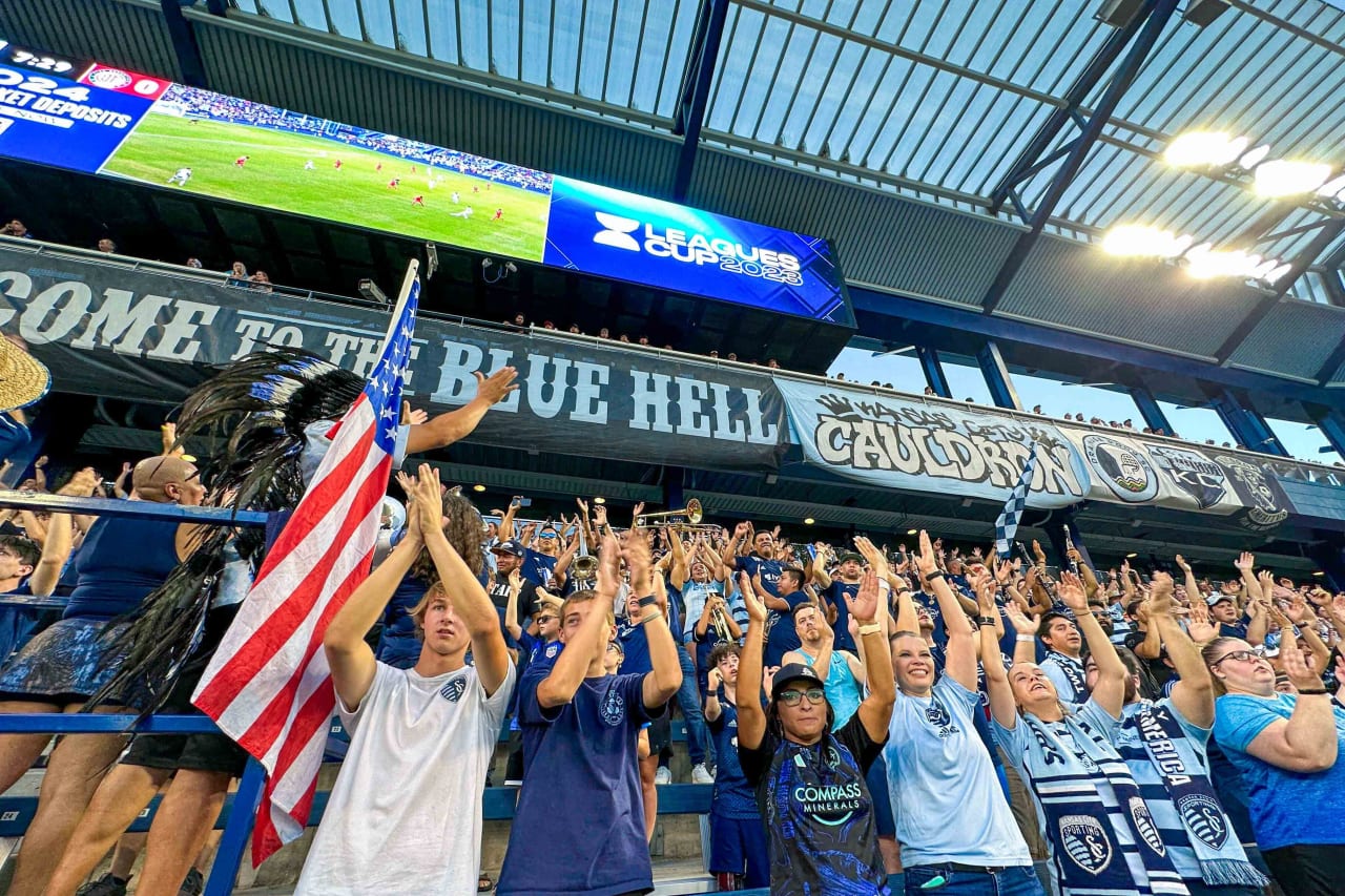 Supporters cheer on Sporting KC on the Aug. 4 Leagues Cup match against Toluca FC.