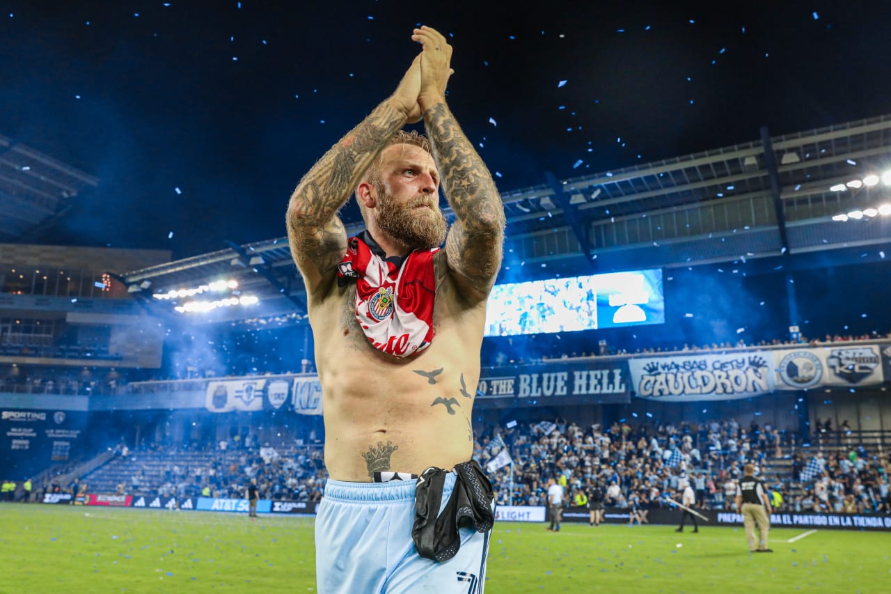 Captain Johnny Russell thanks fans following the 1-0 win on Jul. 31.