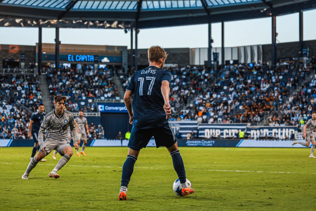 Jake Davis looks to make a pass during the SKC vs MTL match.