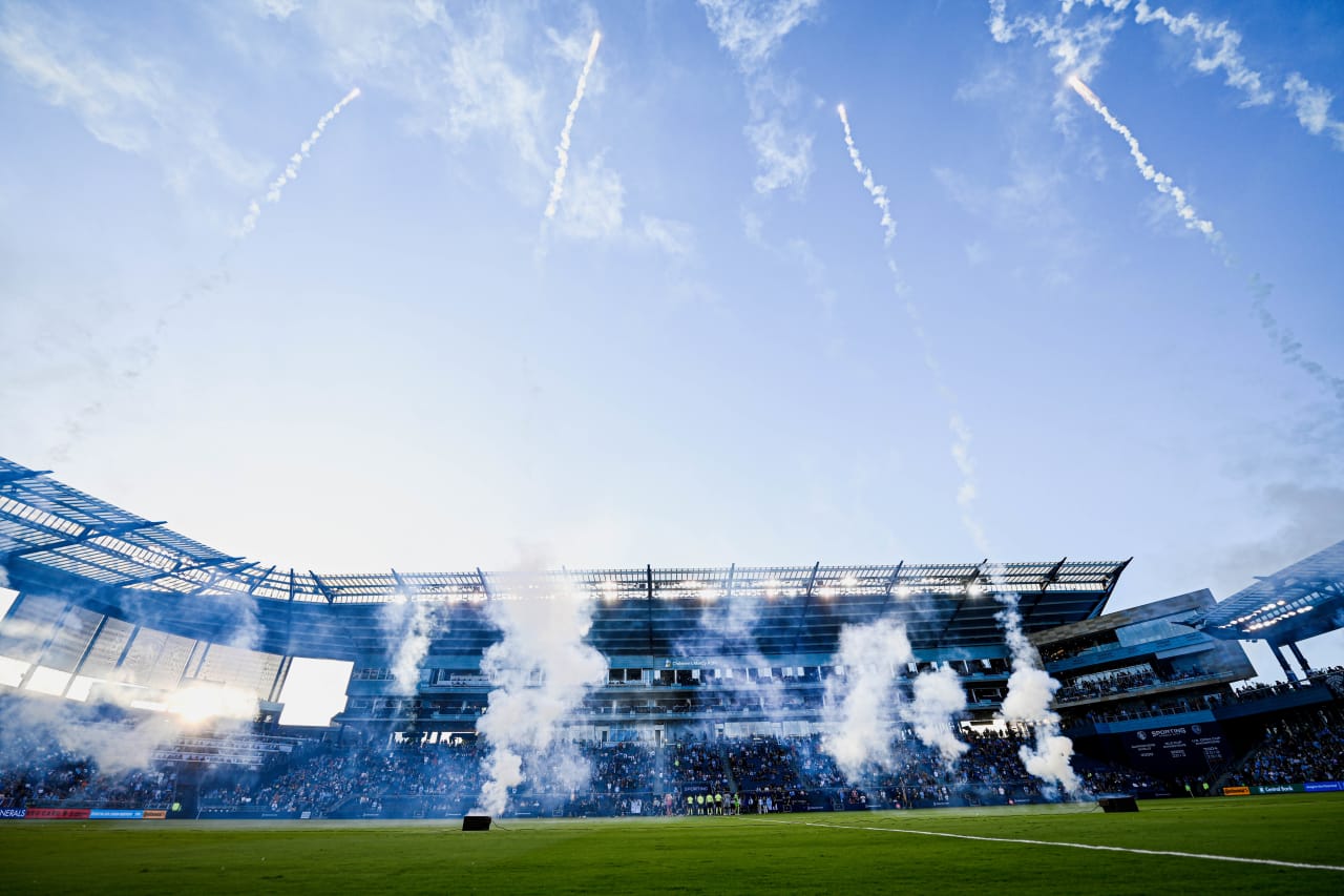 Fireworks go off before the SKC vs MTL match.