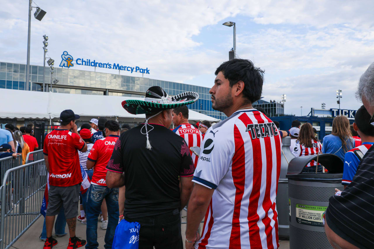Fans line up ahead of the Leagues Cup match between Sporting KC and Chivas de Guadalajara on Jul. 31, 2023.