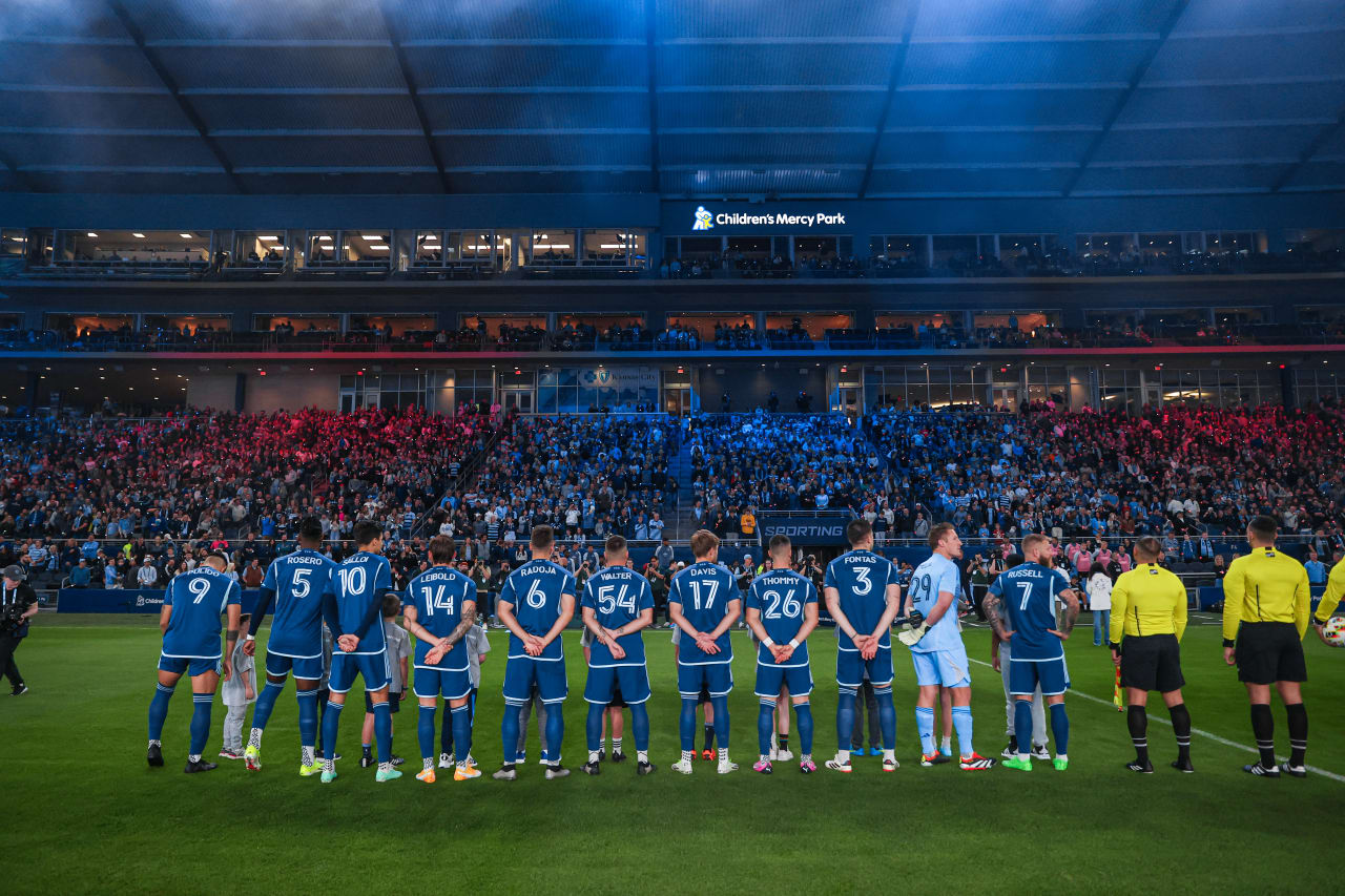 Sporting KC plays stand ahead of the national anthem at the SKC vs PHI match on Mar. 2.