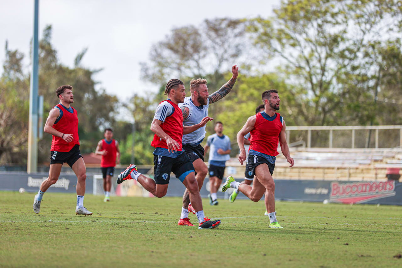 Captain Johnny Russel calls for a pass during preseason training in Miami, Fla.