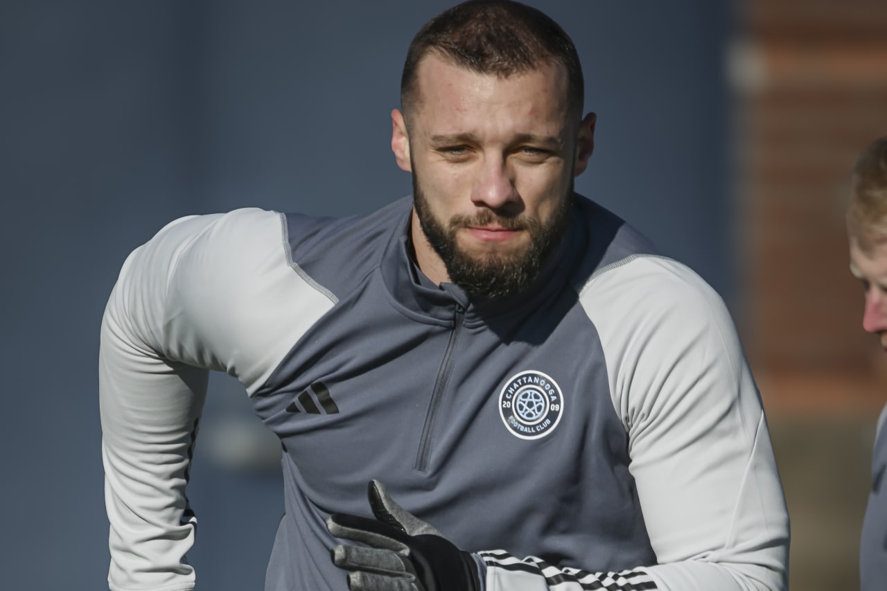 Chattanooga FC defender Anatolie Prepelita during a training session at Finley Stadium in Chattanooga, Tenn. on Thursday, February 1, 2024