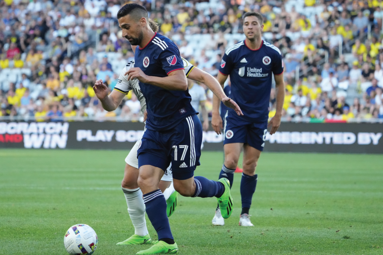 Lletget tries to keep the ball away from Columbus. Photos By: David Silverman