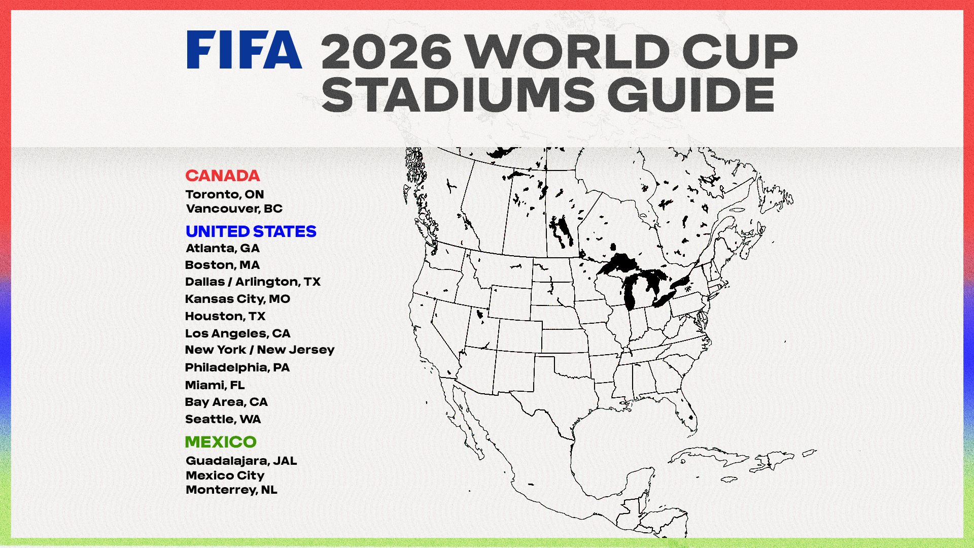 2024 World Cup Stadiums Map Of United States Of America